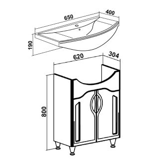 Тумба под раковину Runo  (под умывальник Стиль 65) Толедо 65 (00000001038)